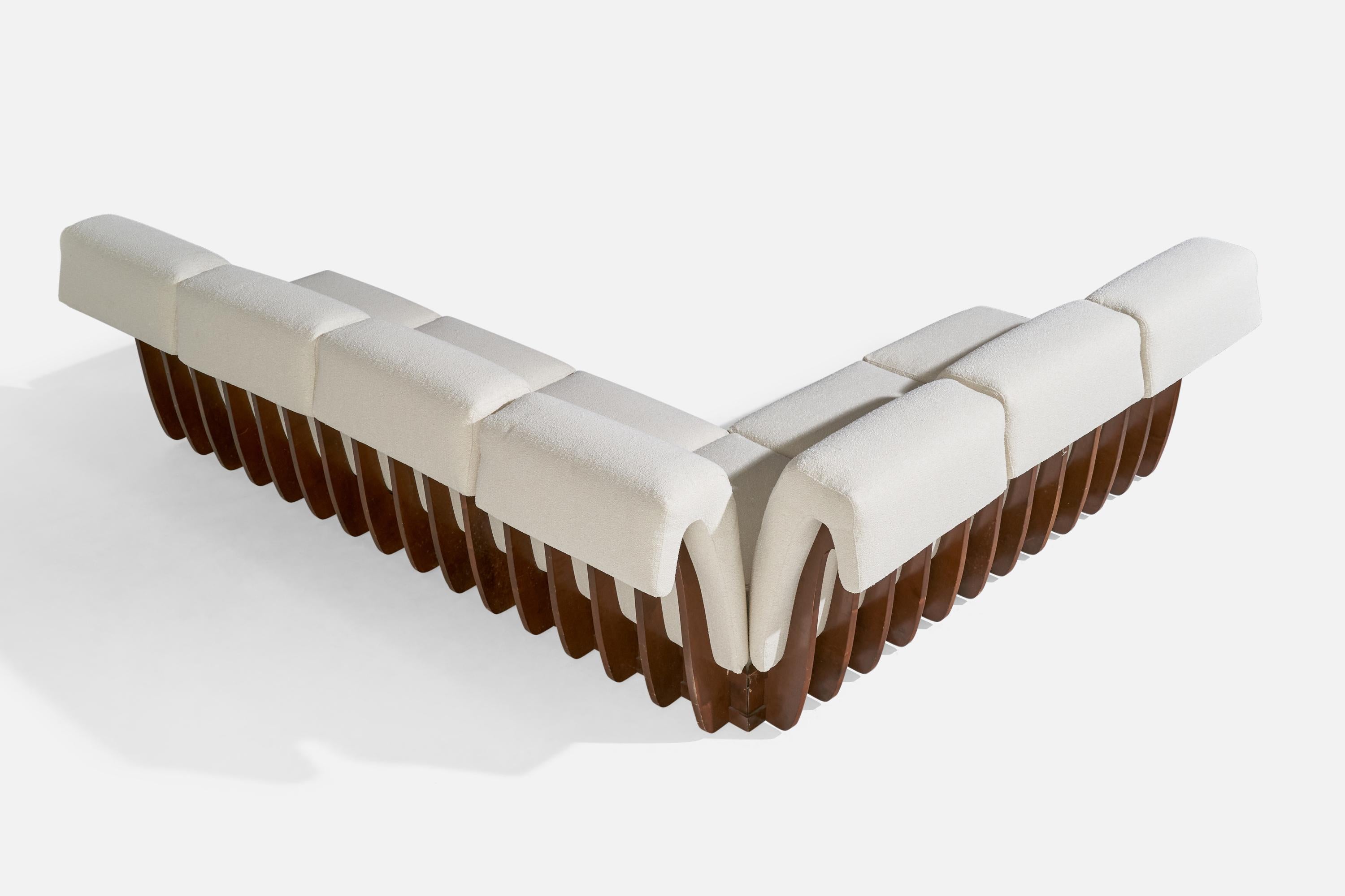 italien Canapé sectionnel Luciano Frigerio, bois, tissu, Italie, 1970 en vente