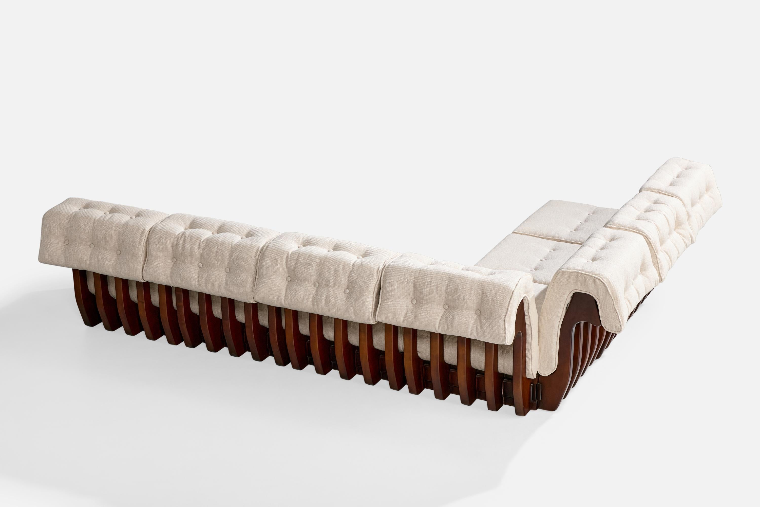 italien Canapé sectionnel Luciano Frigerio, bois, tissu, Italie, 1970 en vente