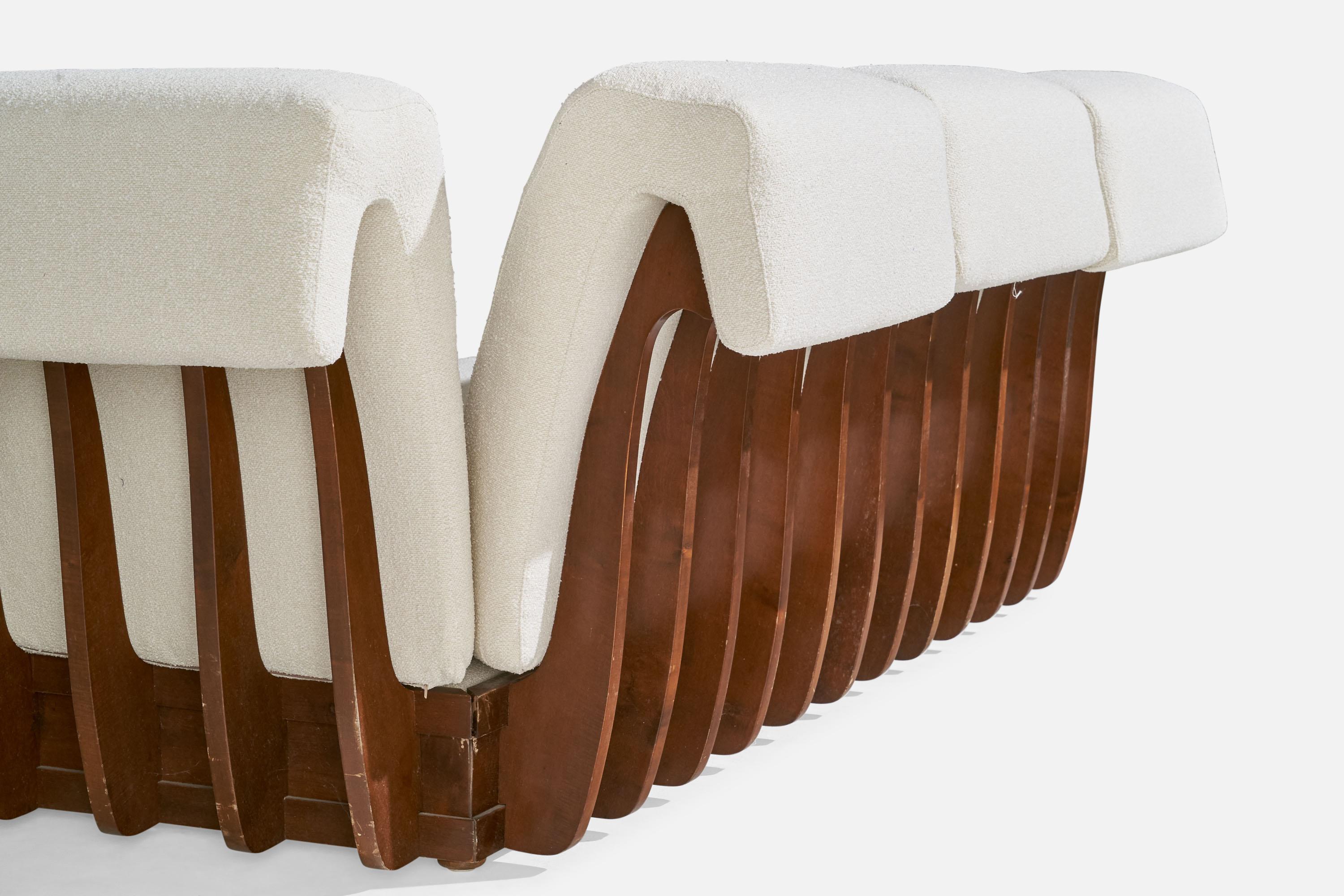 Canapé sectionnel Luciano Frigerio, bois, tissu, Italie, 1970 en vente 1