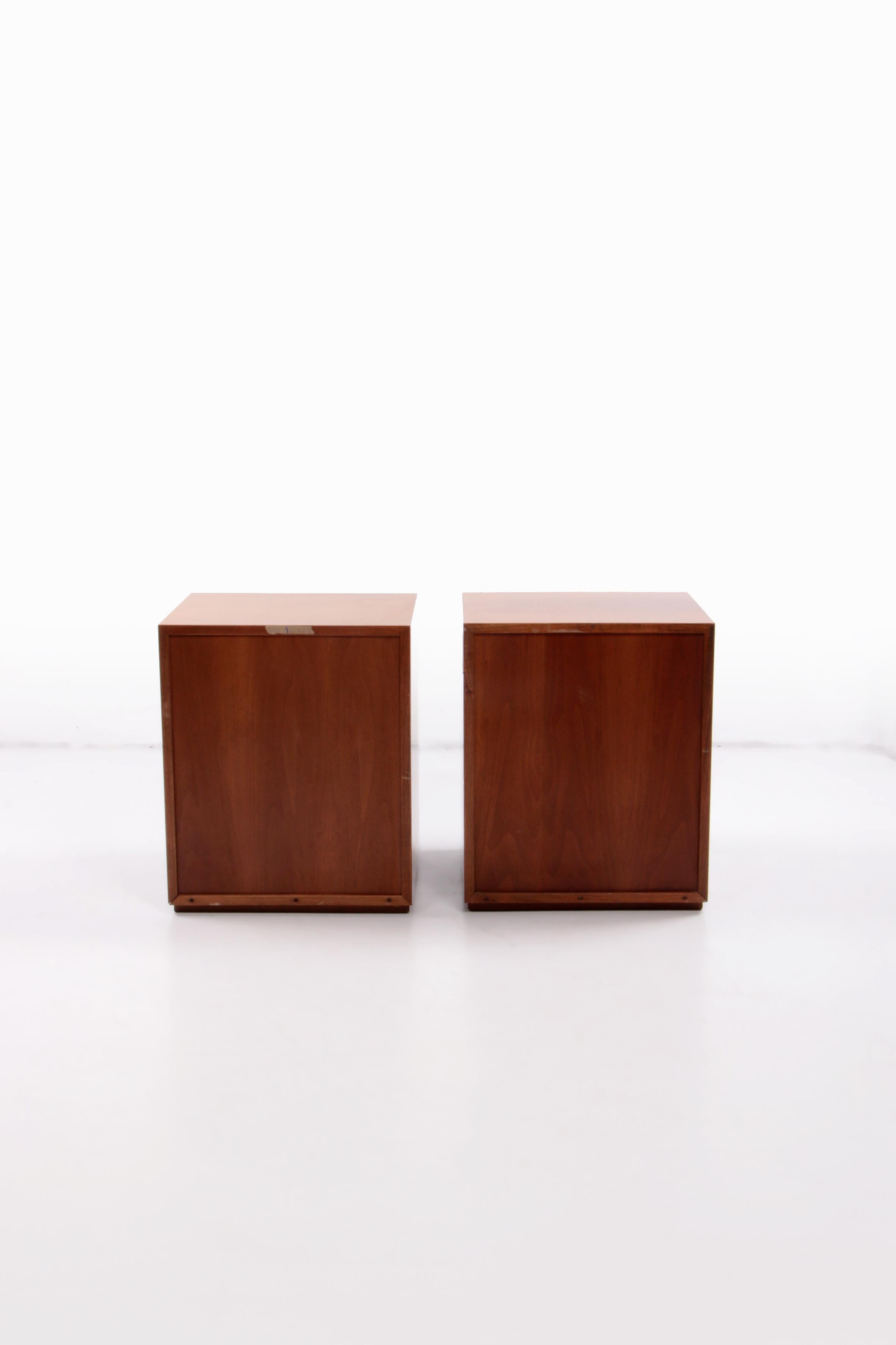 Late 20th Century Vintage Luciano Frigerio Bedside Tables with Graphic Doors, 1970s Italy. For Sale
