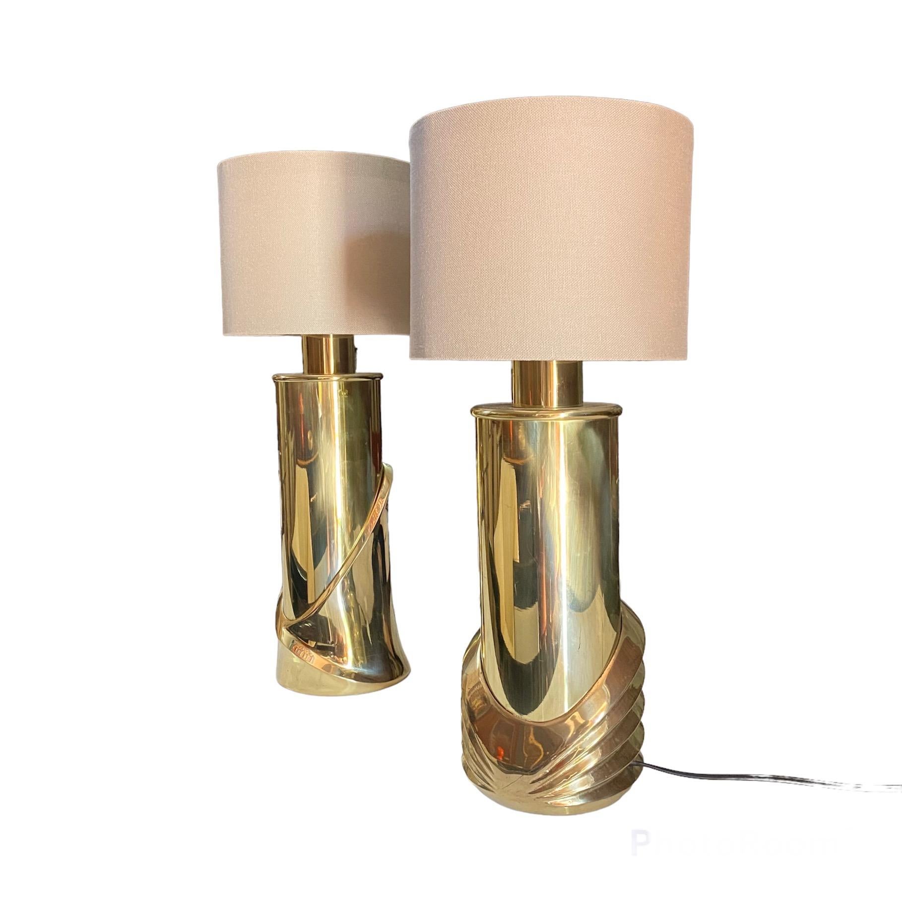 Brutalist Luciano Frigerio Set of 2 Brass Desk Lamps