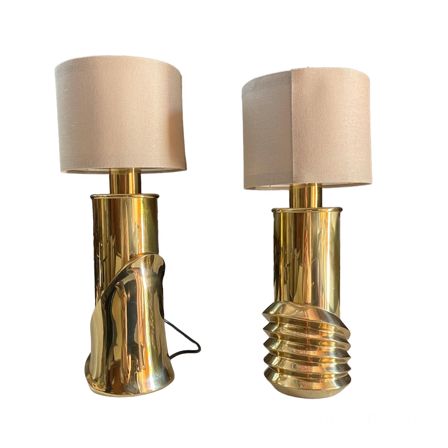 Italian Luciano Frigerio Set of 2 Brass Desk Lamps