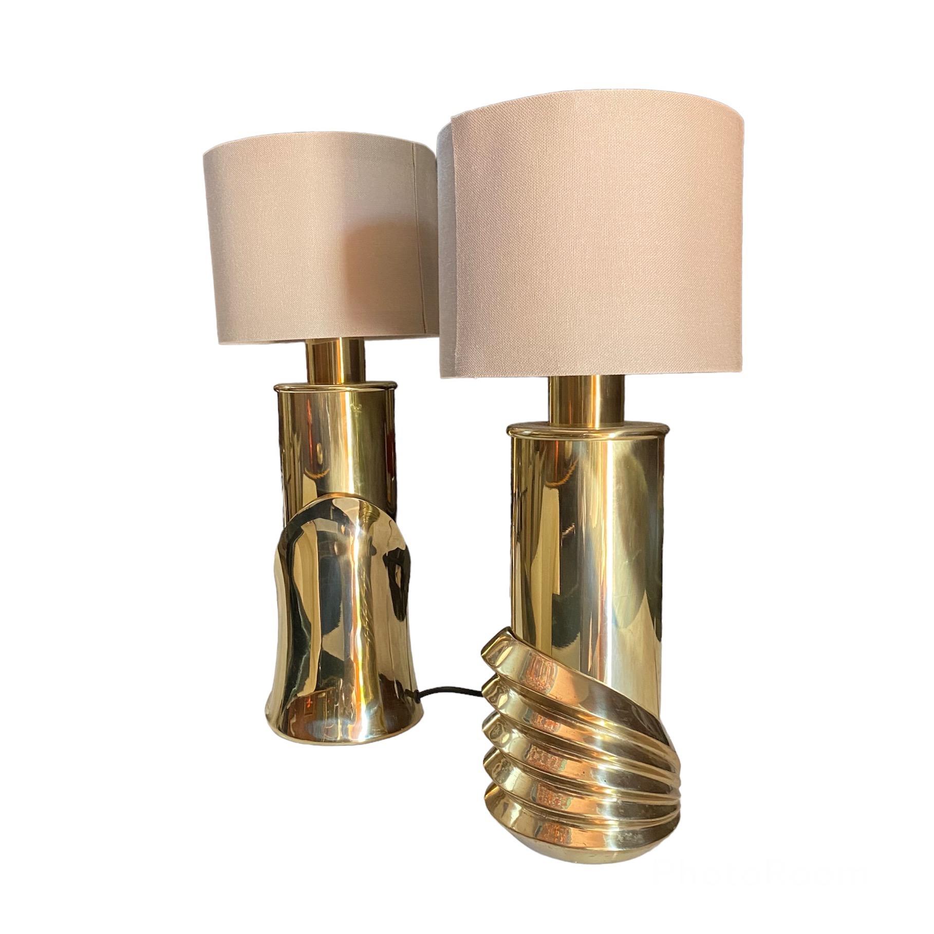 Late 20th Century Luciano Frigerio Set of 2 Brass Desk Lamps