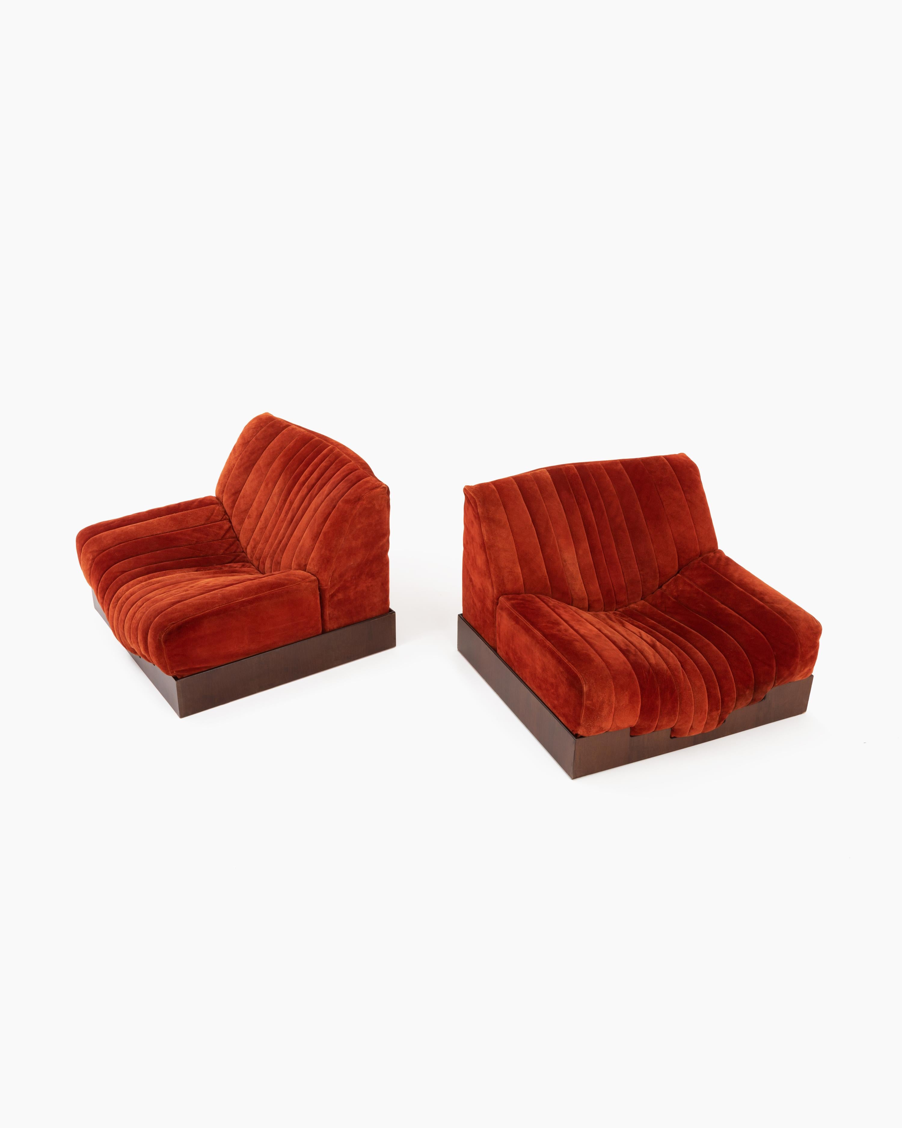 Luciano Frigerio Fünfer-Set San Francisco Sessel aus Original Nubukleder im Angebot 4