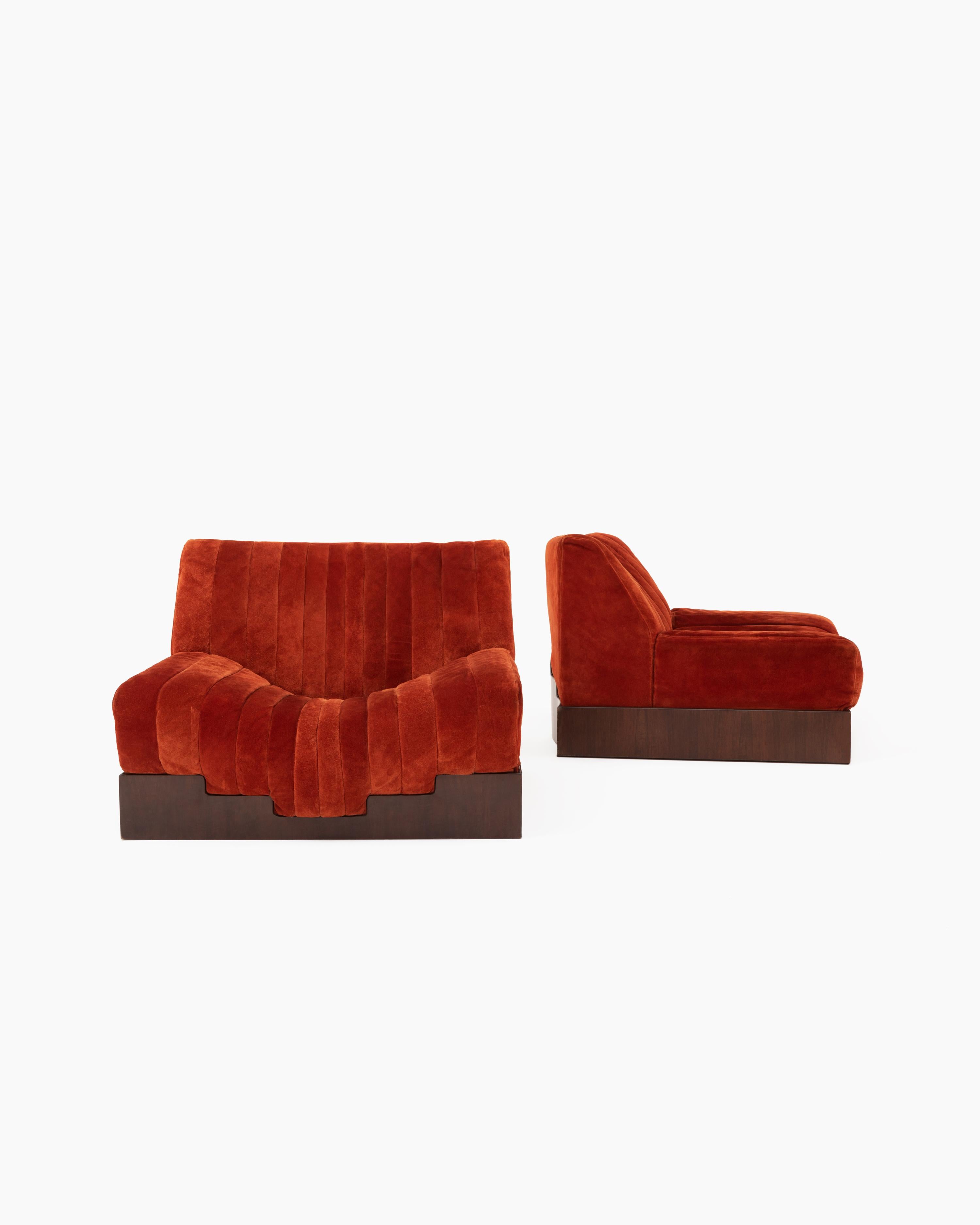 Luciano Frigerio Fünfer-Set San Francisco Sessel aus Original Nubukleder im Angebot 2