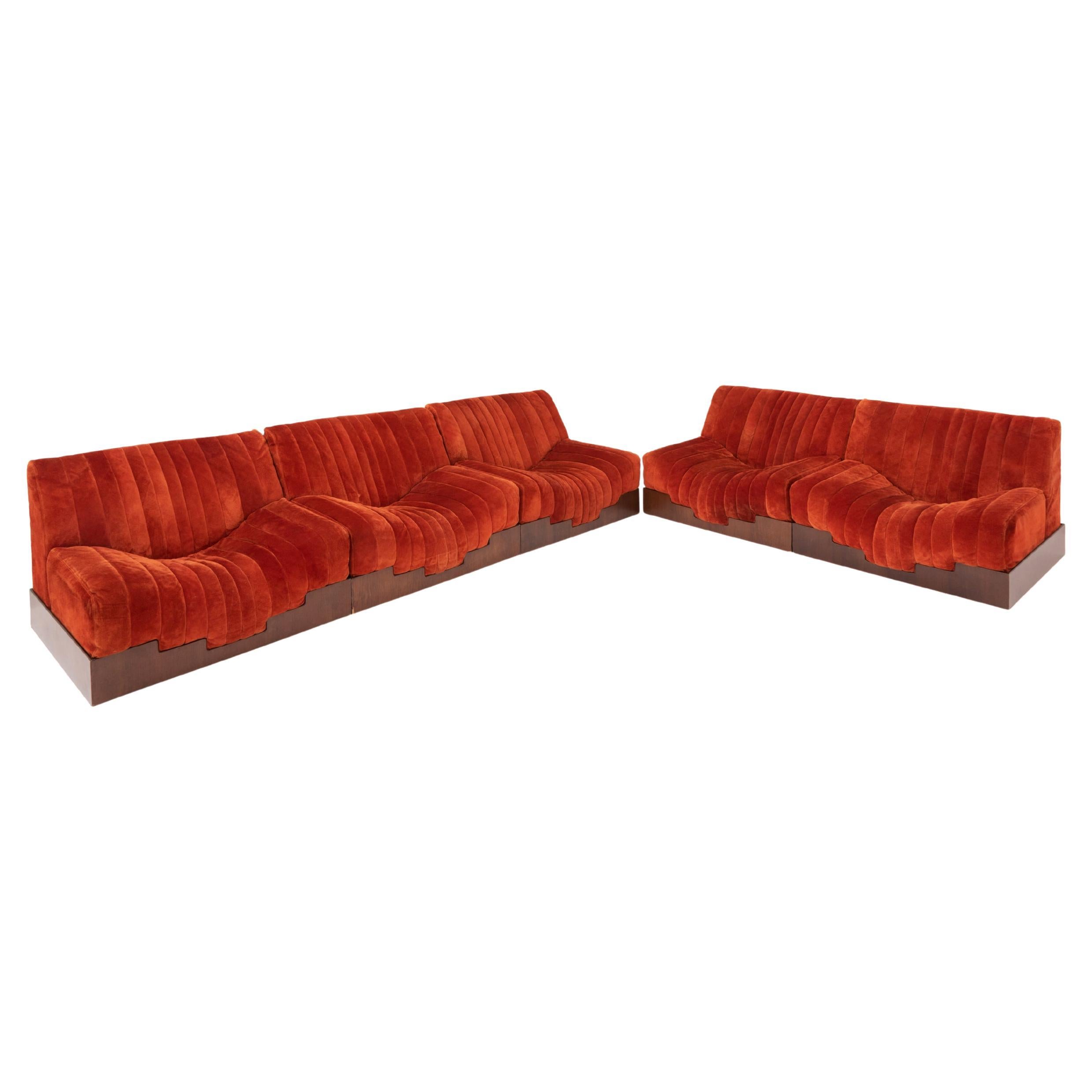Luciano Frigerio Fünfer-Set San Francisco Sessel aus Original Nubukleder im Angebot