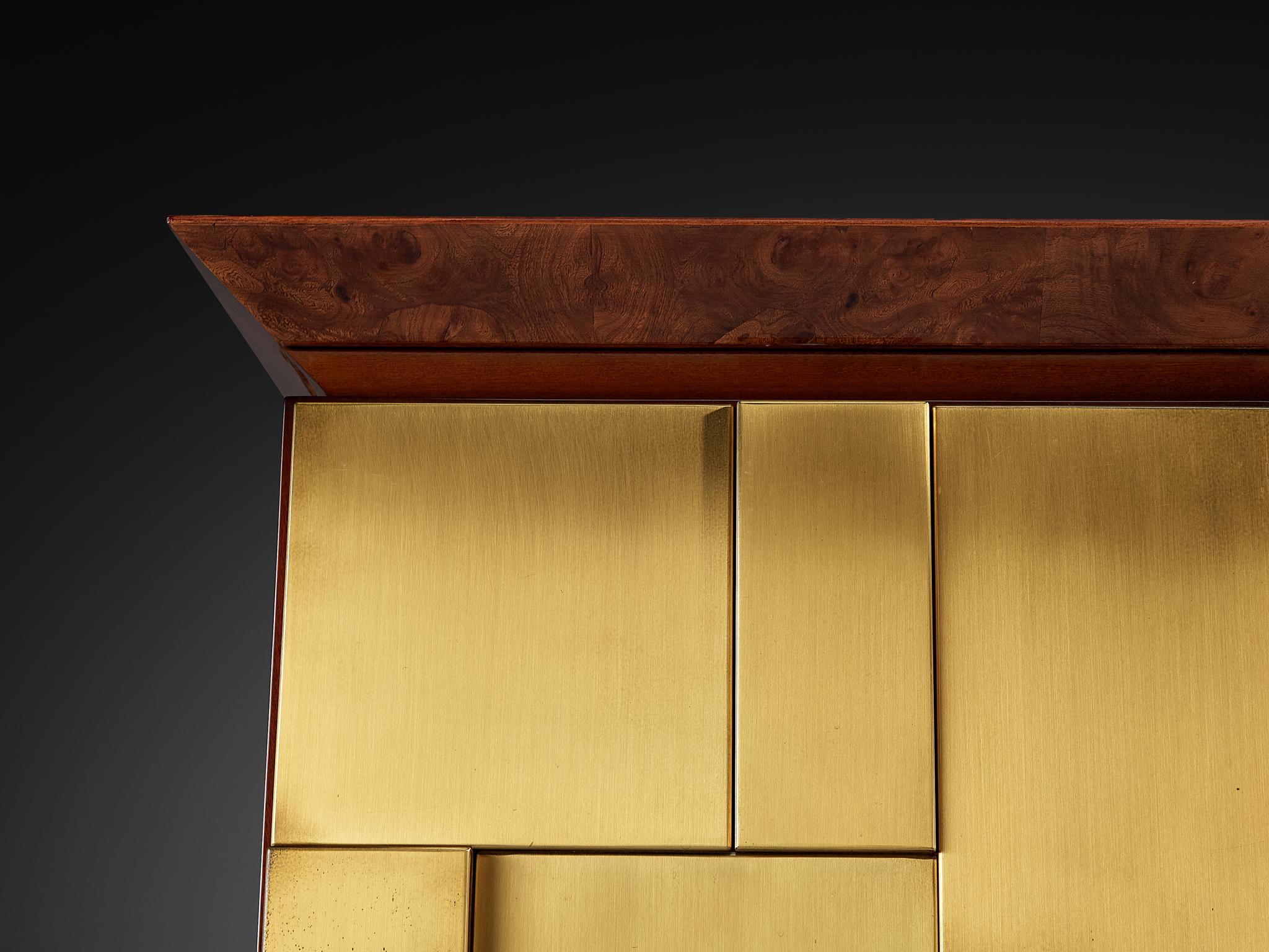 Luciano Frigerio Sideboard aus Messing und Holz (Italienisch) im Angebot