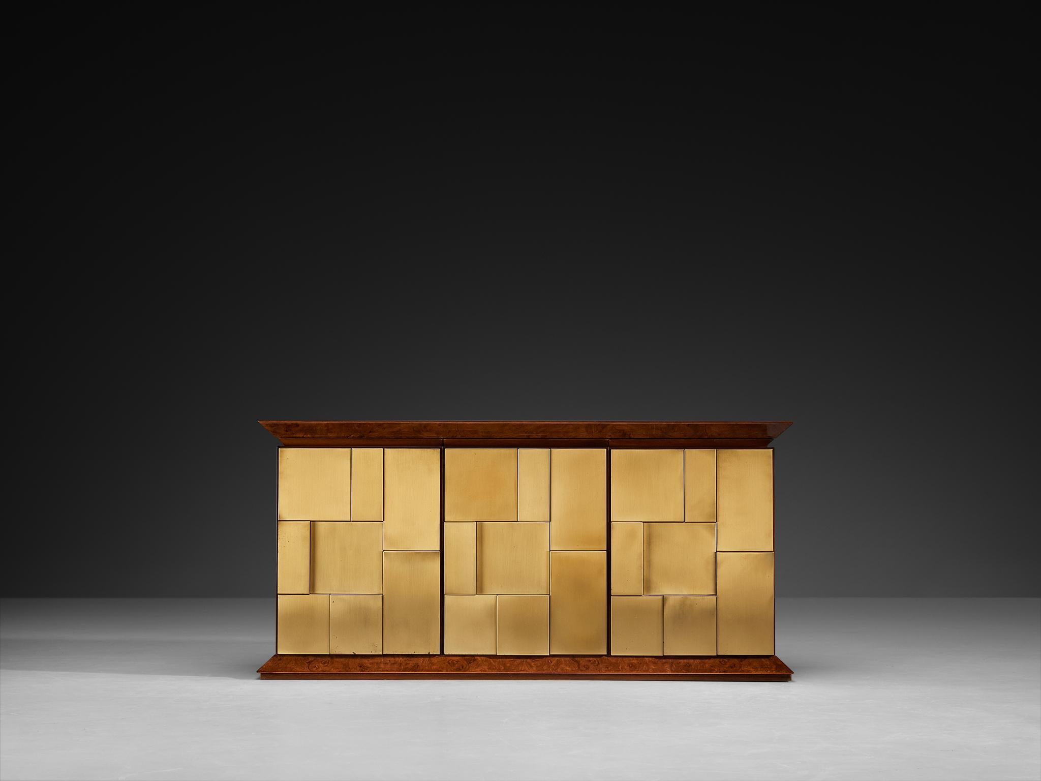 Luciano Frigerio Sideboard aus Messing und Holz im Zustand „Gut“ im Angebot in Waalwijk, NL