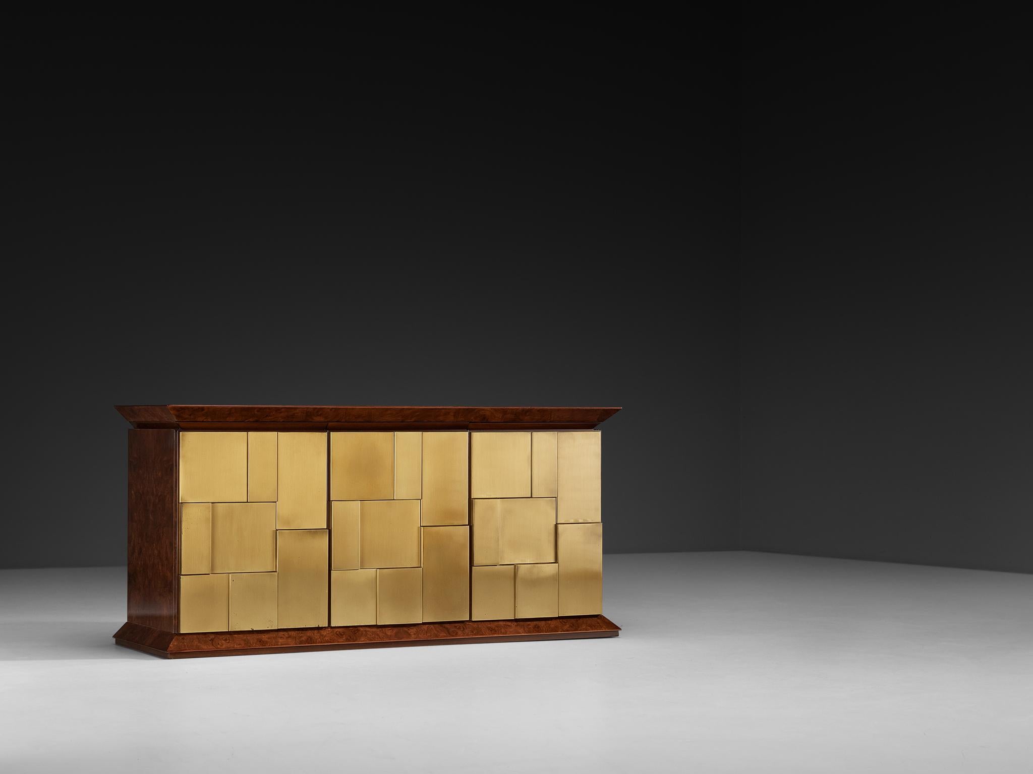 Luciano Frigerio Sideboard aus Messing und Holz im Angebot 2