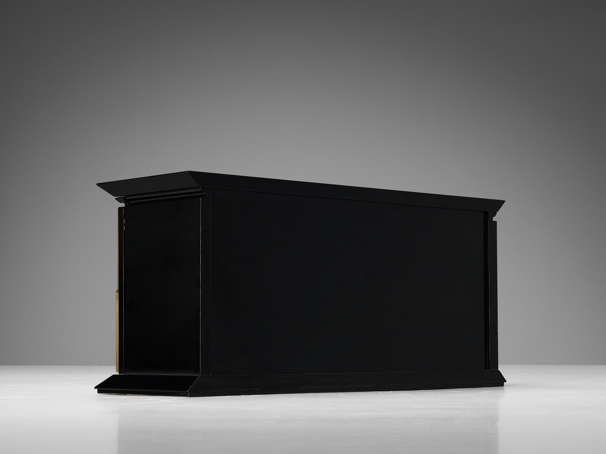 Luciano Frigerio Sideboard in Lacquered Wood and Geometric Brass Front  For Sale 5