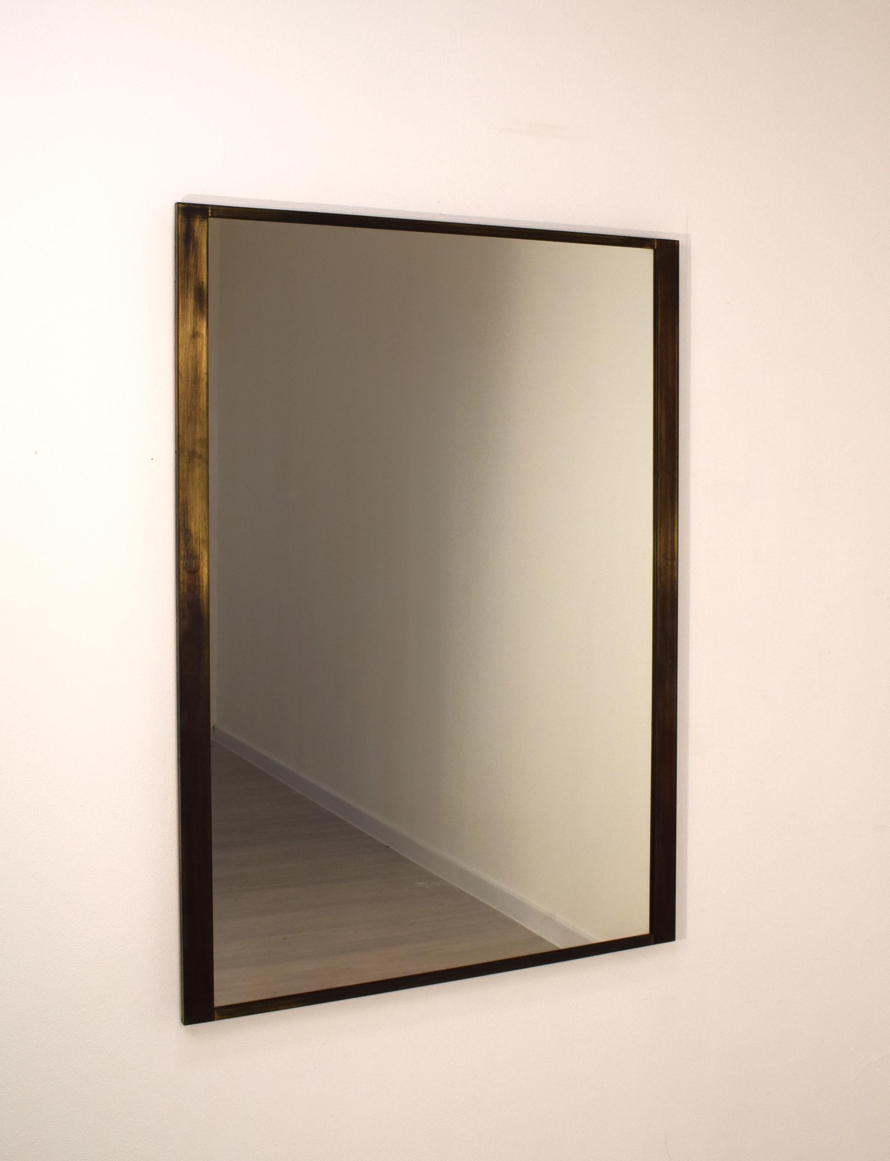 Italian Luciano Frigerio - Miroir en laiton, 1970 en vente