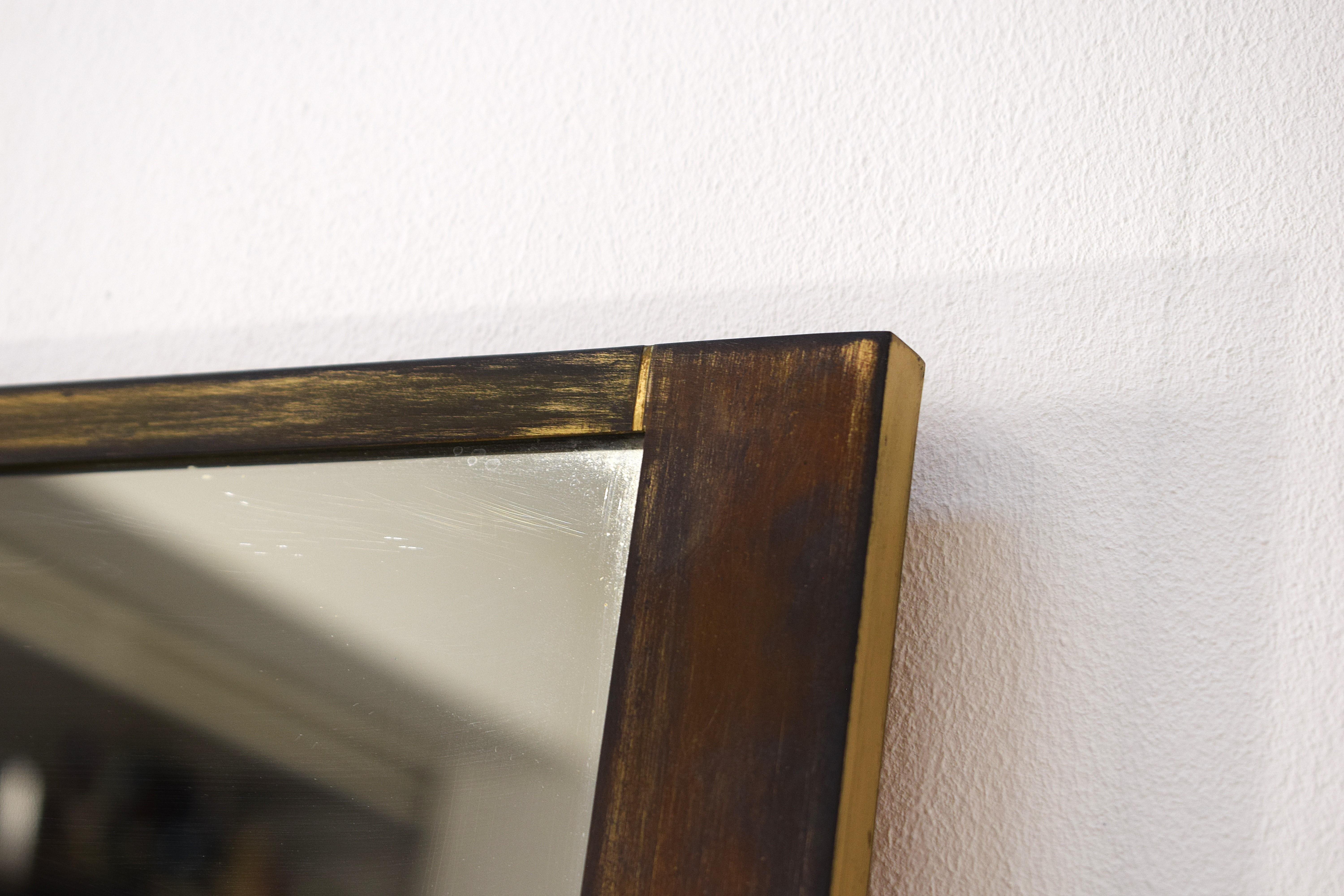 Laiton Luciano Frigerio - Miroir en laiton, 1970 en vente