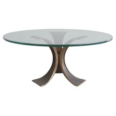 Luciano FRIGERIO Style Sculptural Coffee Table with Glass Top, 1970s