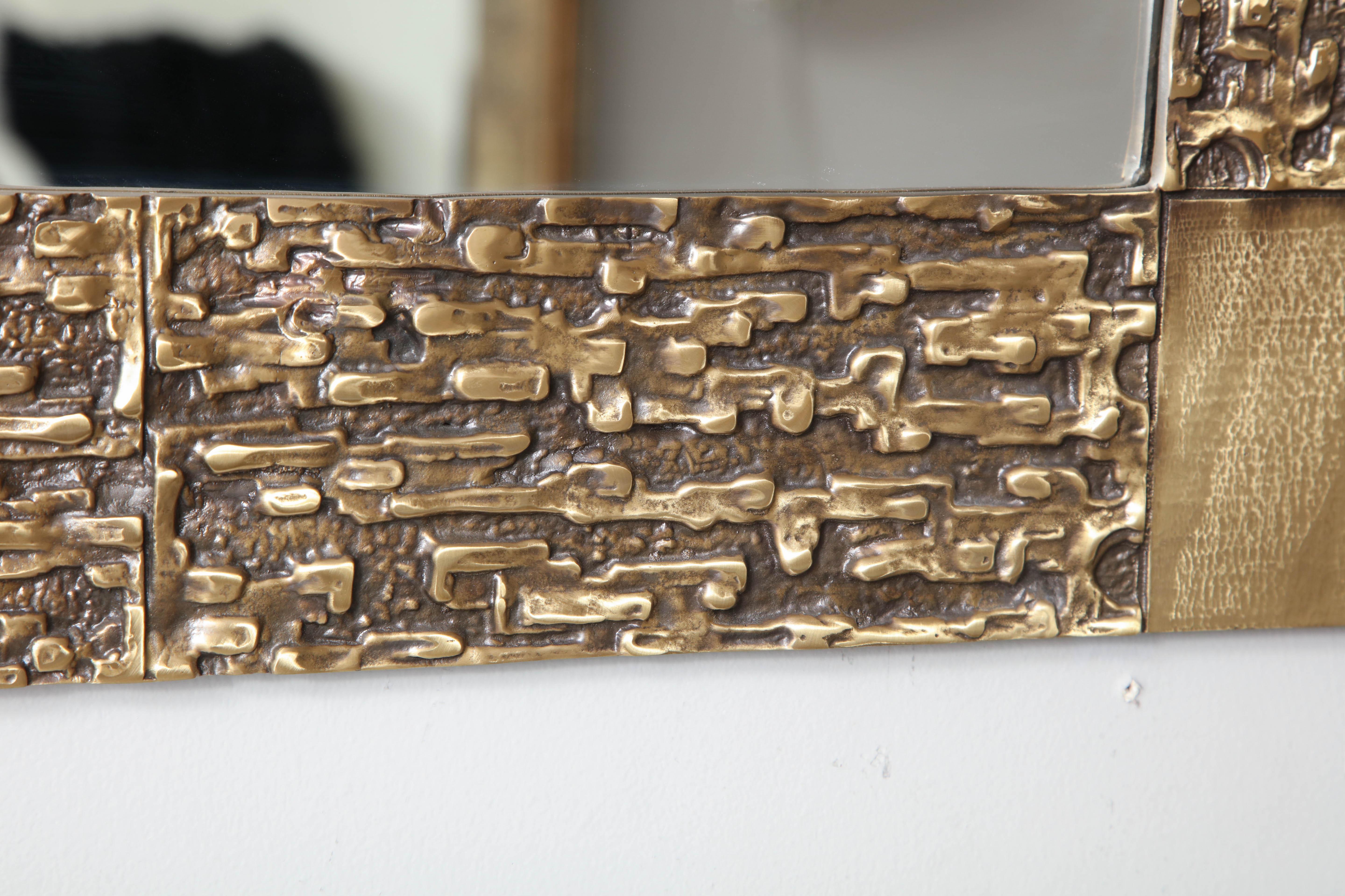 Italian Luciano Frigerio Vintage Brutalist Mirror