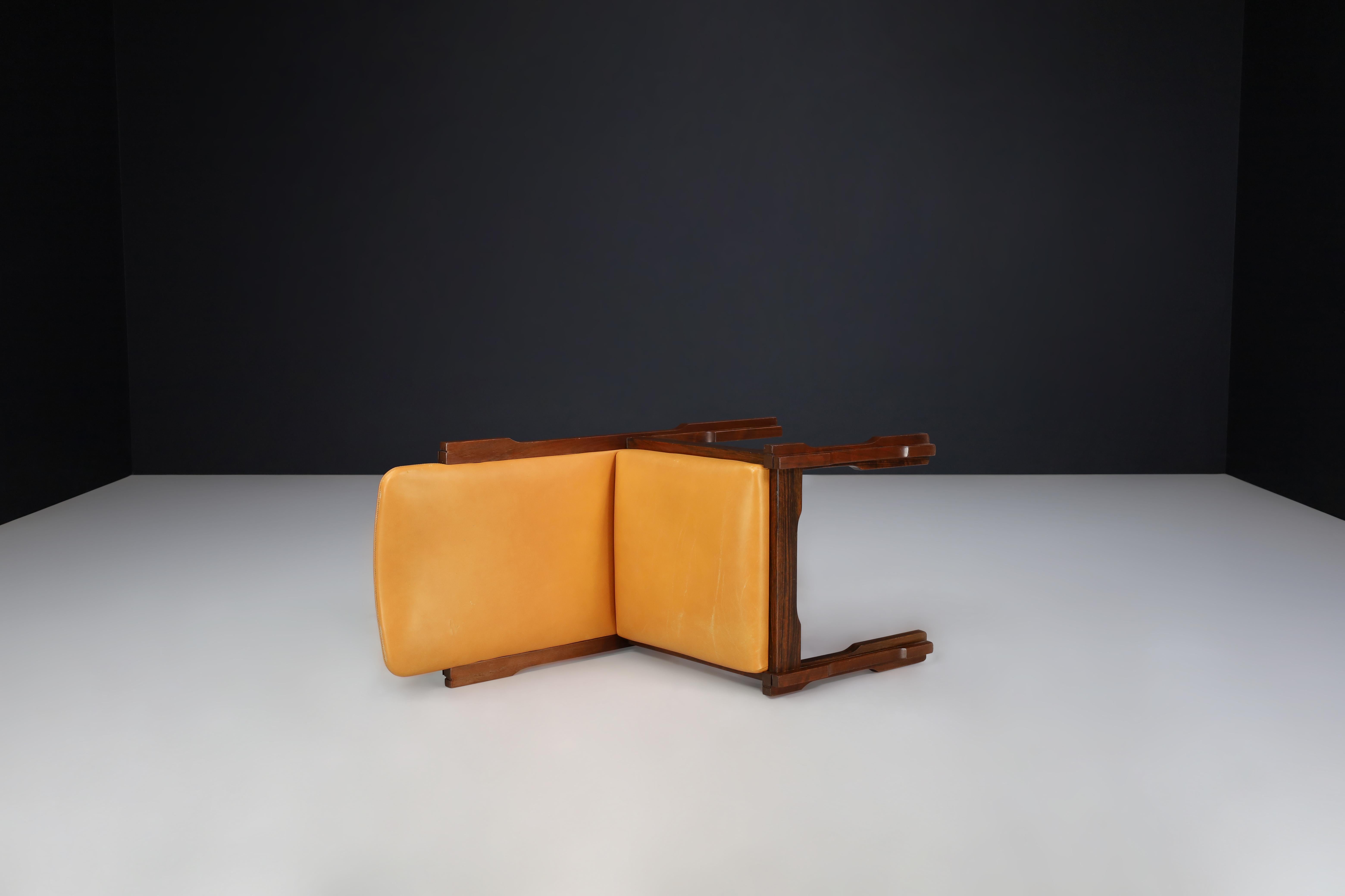 Luciano Frigerio Walnut and Leather Desk Chairs, Italy 1970s  For Sale 3