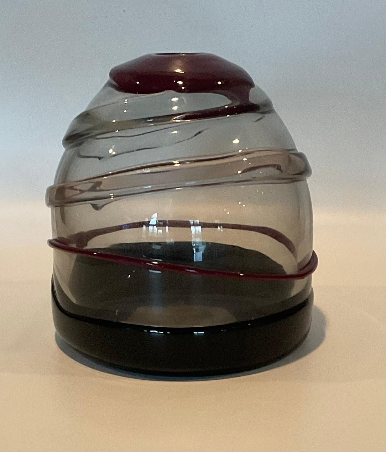 Vintage Murano Sasso glass vase by Luciano Gaspari for Salviati & C. circa. 1960s. A heavy vintage glass vase designed by Luciano Gaspari for Salviati & C. in the 1960s. Signed as shown with original label. The design was first presented at the