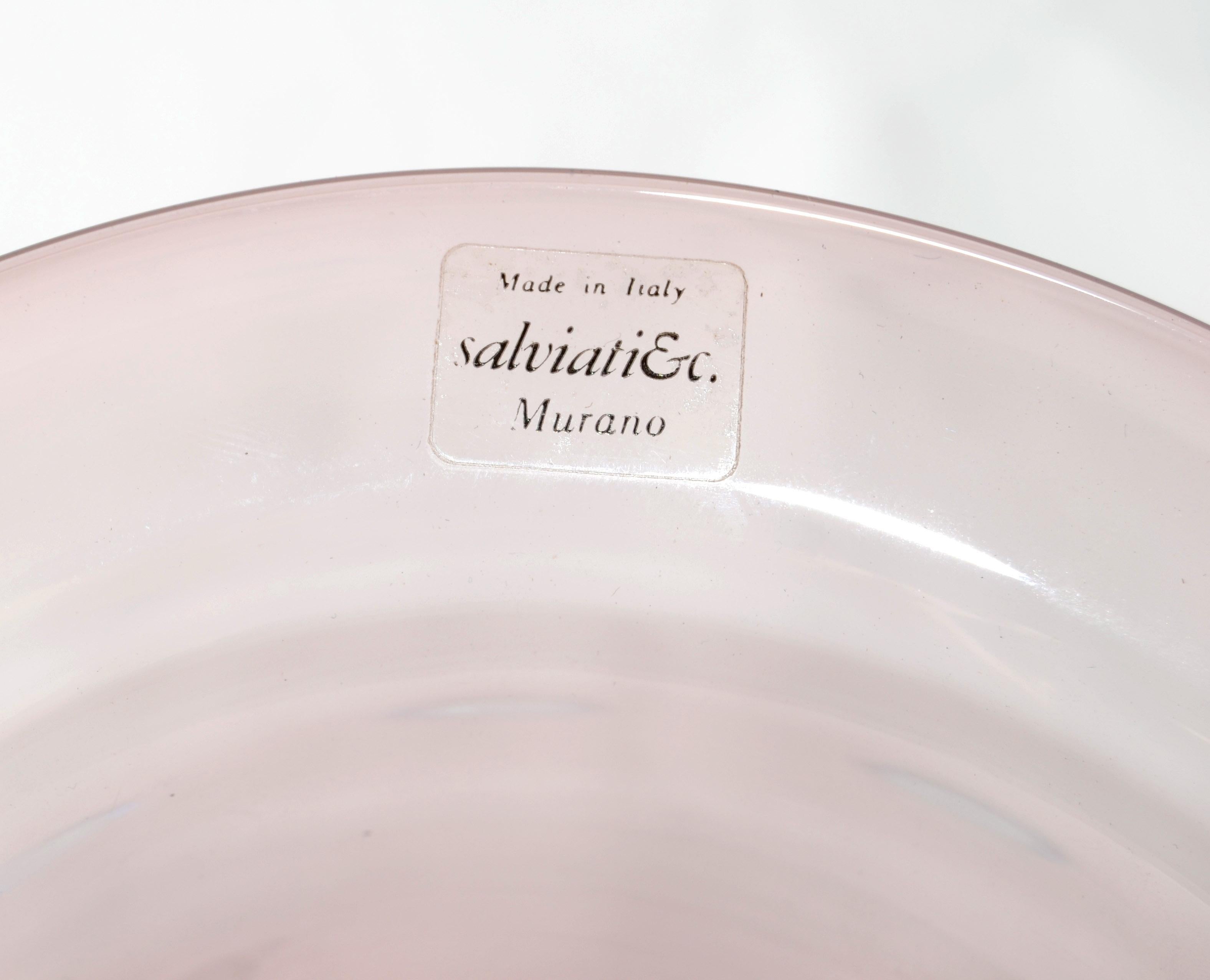 Luciano Gaspari Blown Light Pink Blue Bubbles Murano Glass Vase Salviati, Italy For Sale 6