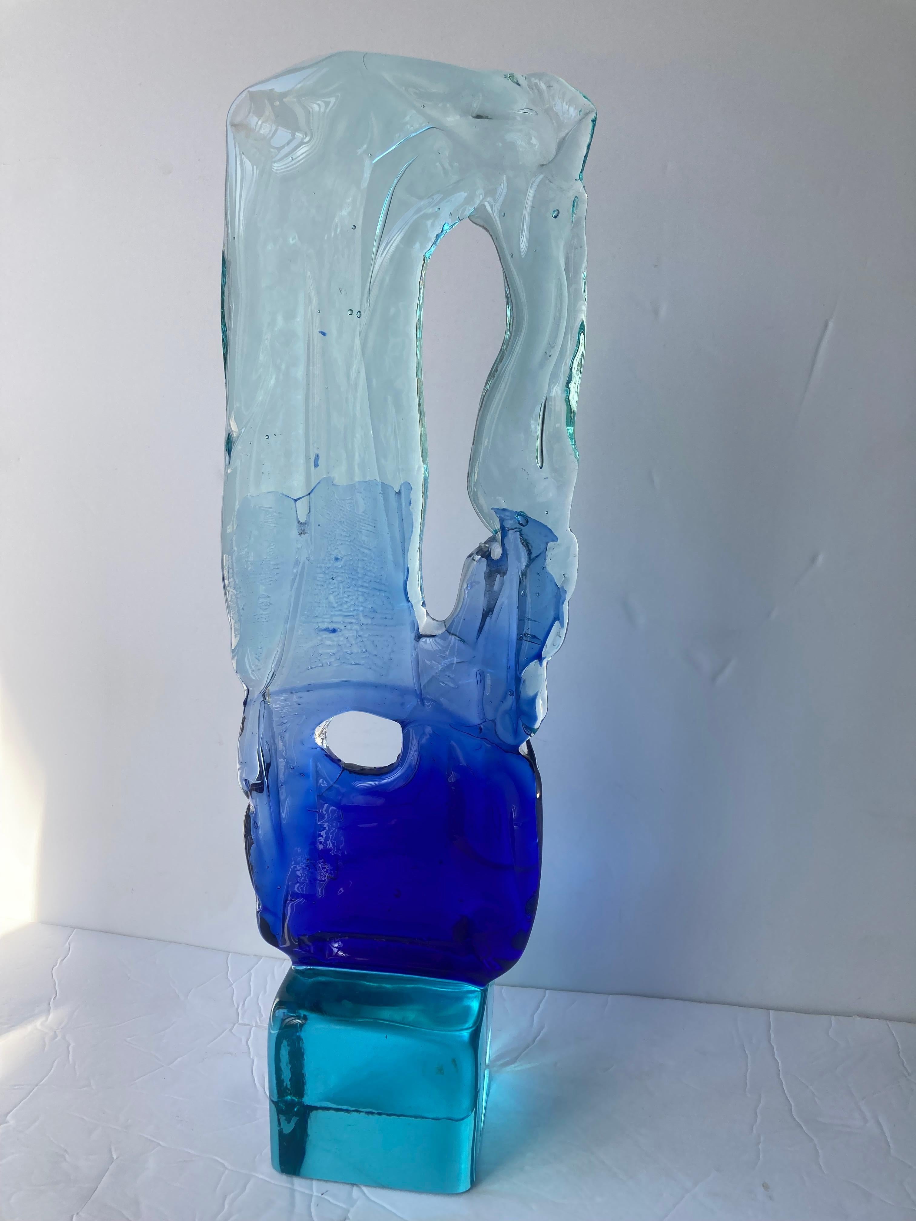 Beautiful abstract Murano glass sculpture by the very well known Murano Master Luciano Gaspari .