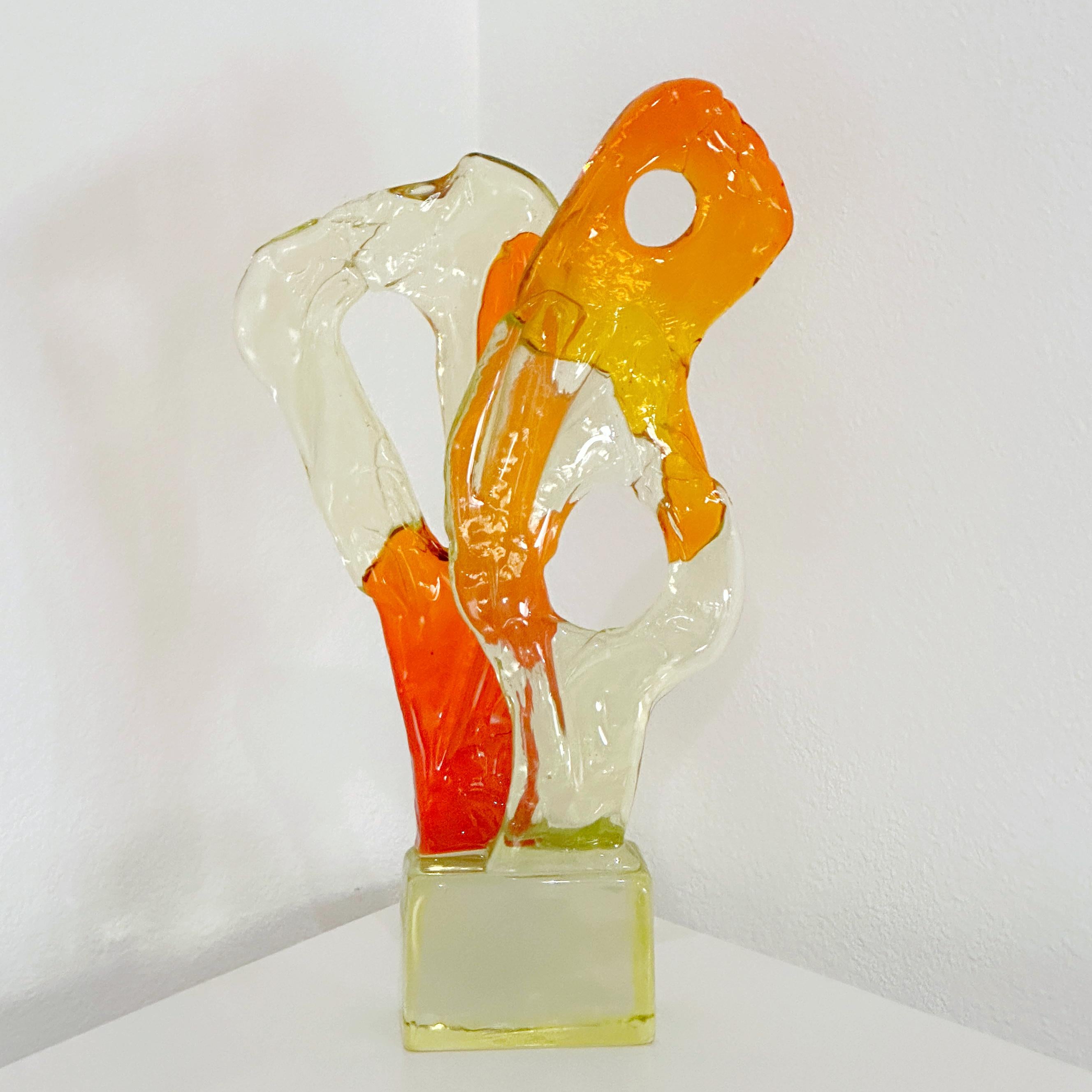 Luciano Gaspari for Salviati, Murano Italy Abstract Glass Sculpture, Ca 1960s In Good Condition In Cathedral City, CA