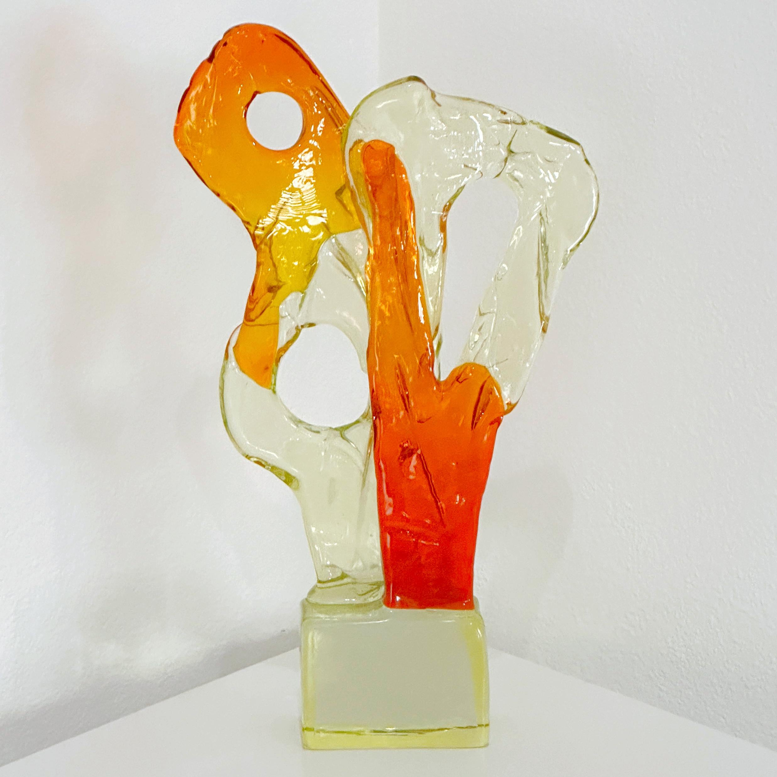 Art Glass Luciano Gaspari for Salviati, Murano Italy Abstract Glass Sculpture, Ca 1960s