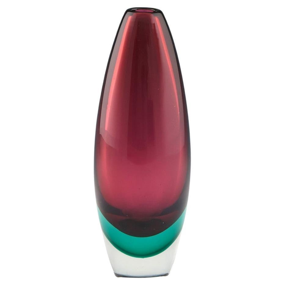 Luciano Gaspari for Salviati Red and Green Sommerso Vase, circa 1965