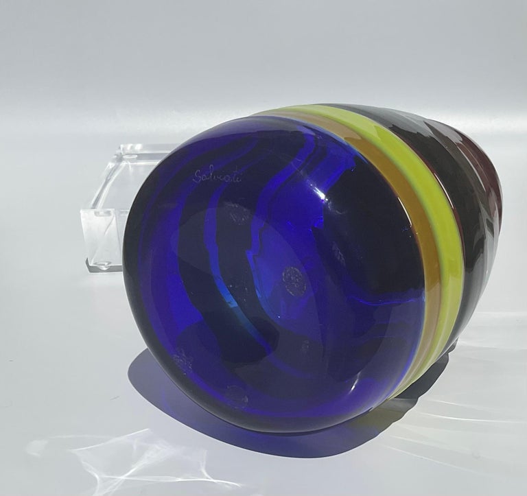 Luciano Gaspari Salviati Murano Glass Sasso Vase in brilliant applied ...