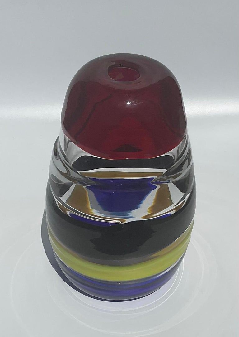 Luciano Gaspari Salviati Murano Glass Sasso Vase in brilliant applied ...