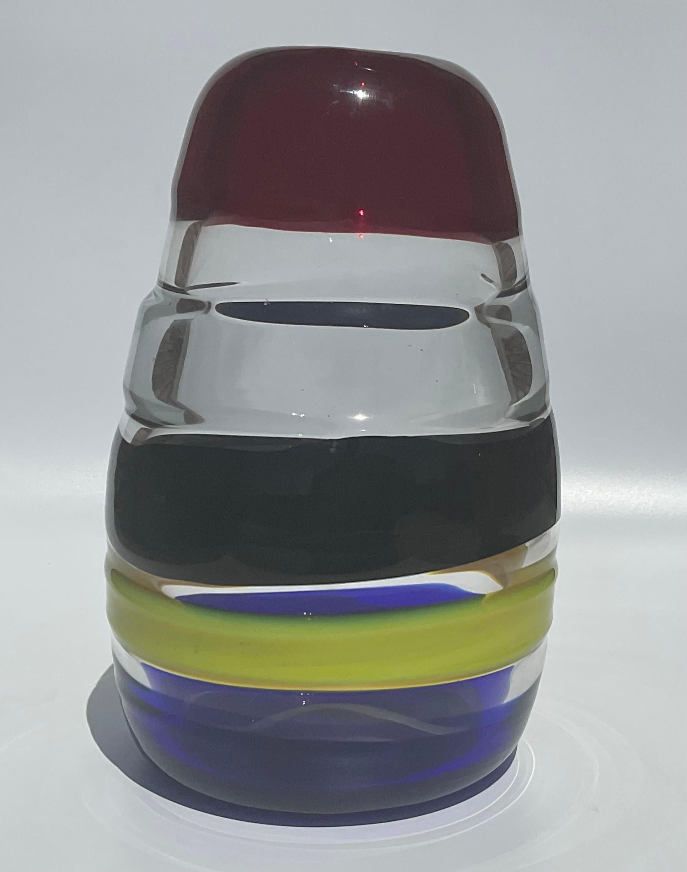 Milieu du XXe siècle Vase Sasso en verre de Murano de Luciano Gaspari et Salviati aux couleurs brillantes appliquées  en vente