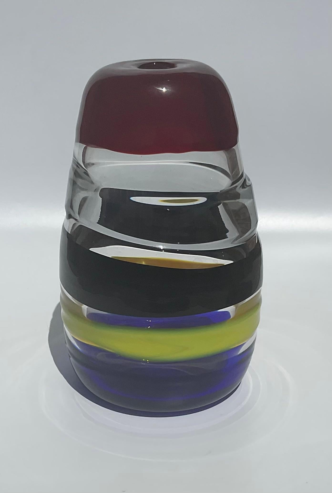 Luciano Gaspari Salviati Murano Glass Sasso Vase in Brilliant Applied Colors For Sale 1