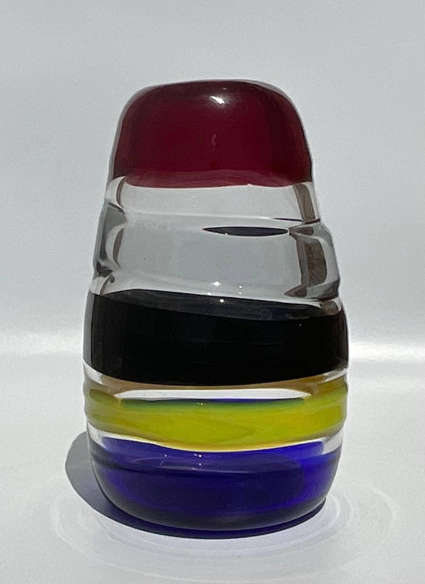 Luciano Gaspari Salviati Murano Glass Sasso Vase in Brilliant Applied Colors For Sale 2