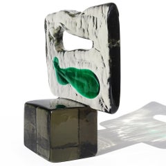 Luciano Gaspari Salviati Murano Smoky Green Italian Art Glass Abstract Sculpture