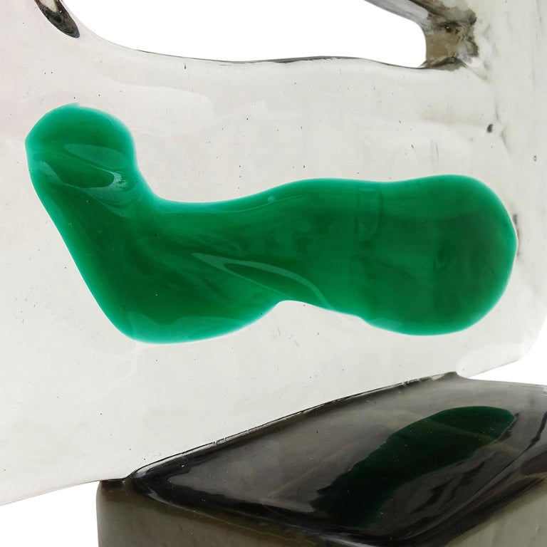Luciano Gaspari Salviati Murano Smoky Green Italian Art Glass Abstract