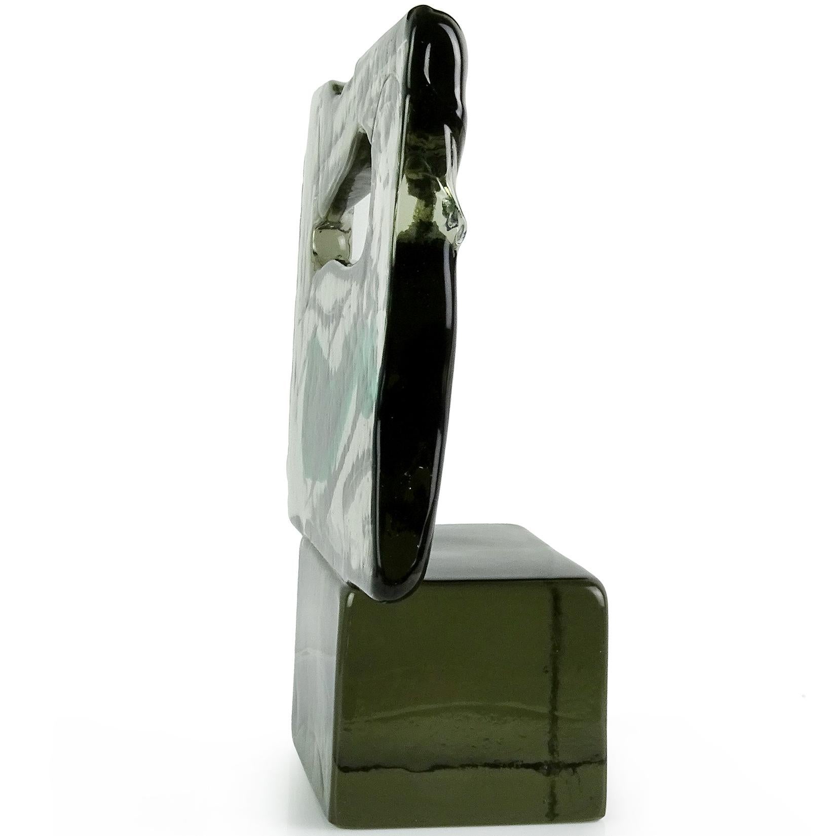 Luciano Gaspari Salviati Murano Smoky Green Italian Art Glass Abstract Sculpture In Good Condition In Kissimmee, FL