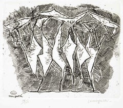 Personaggi - Etching by Luciano Minguzzi - 1964