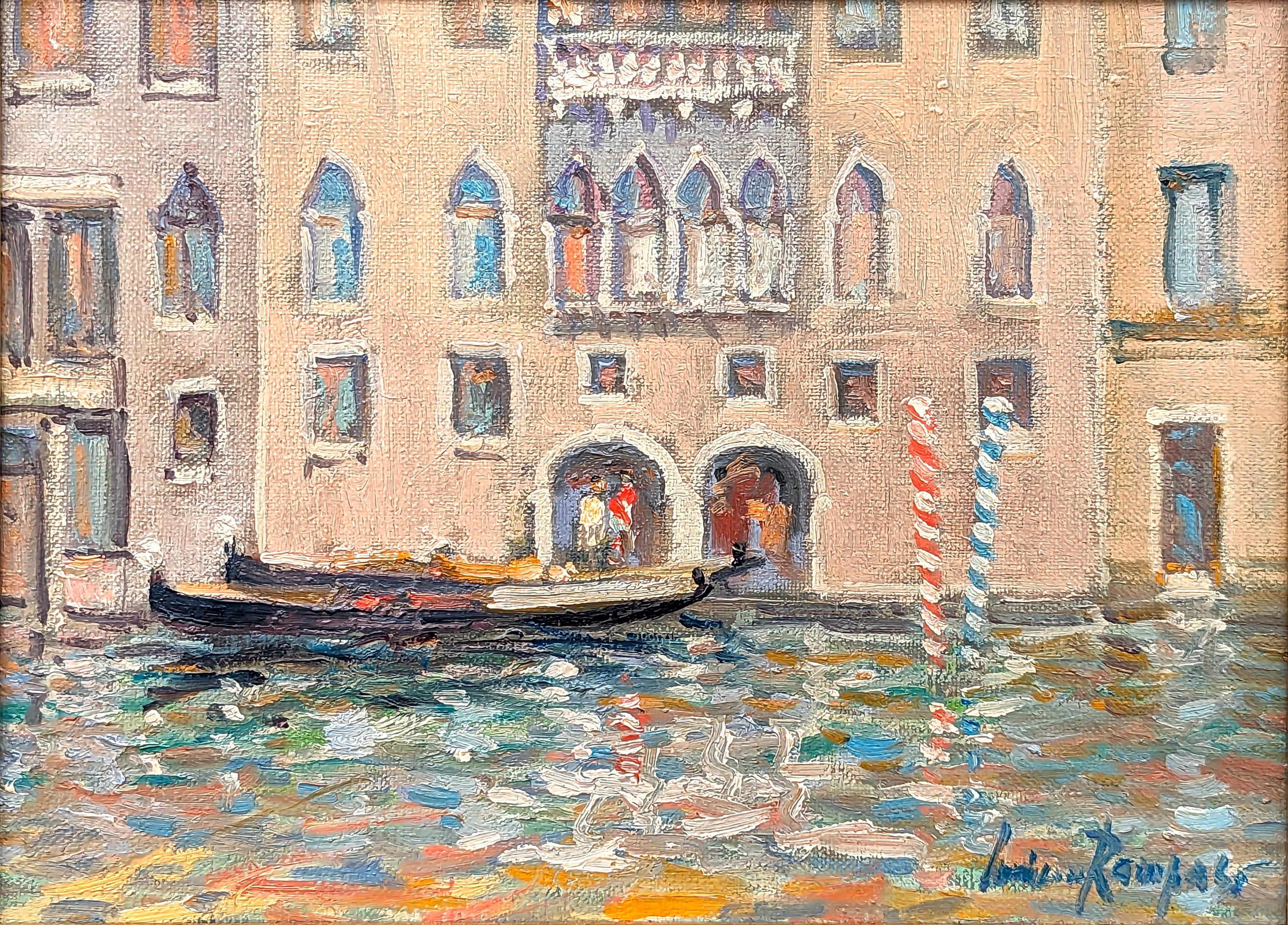 Paisaje italiano de canales venecianos en tonos pastel de estilo impresionista - Painting Impresionista de Luciano Rampaso