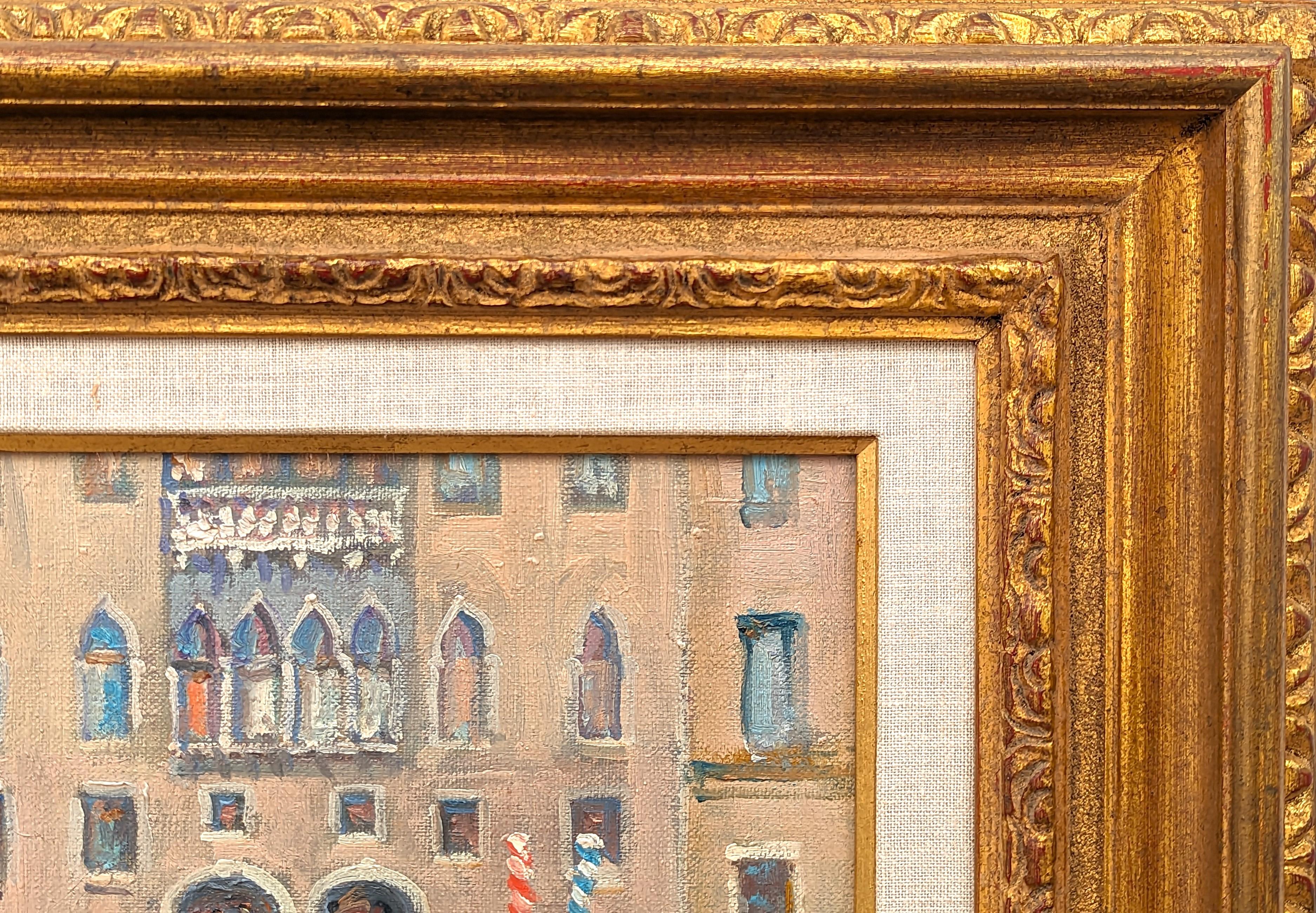 Paisaje italiano de canales venecianos en tonos pastel de estilo impresionista 1