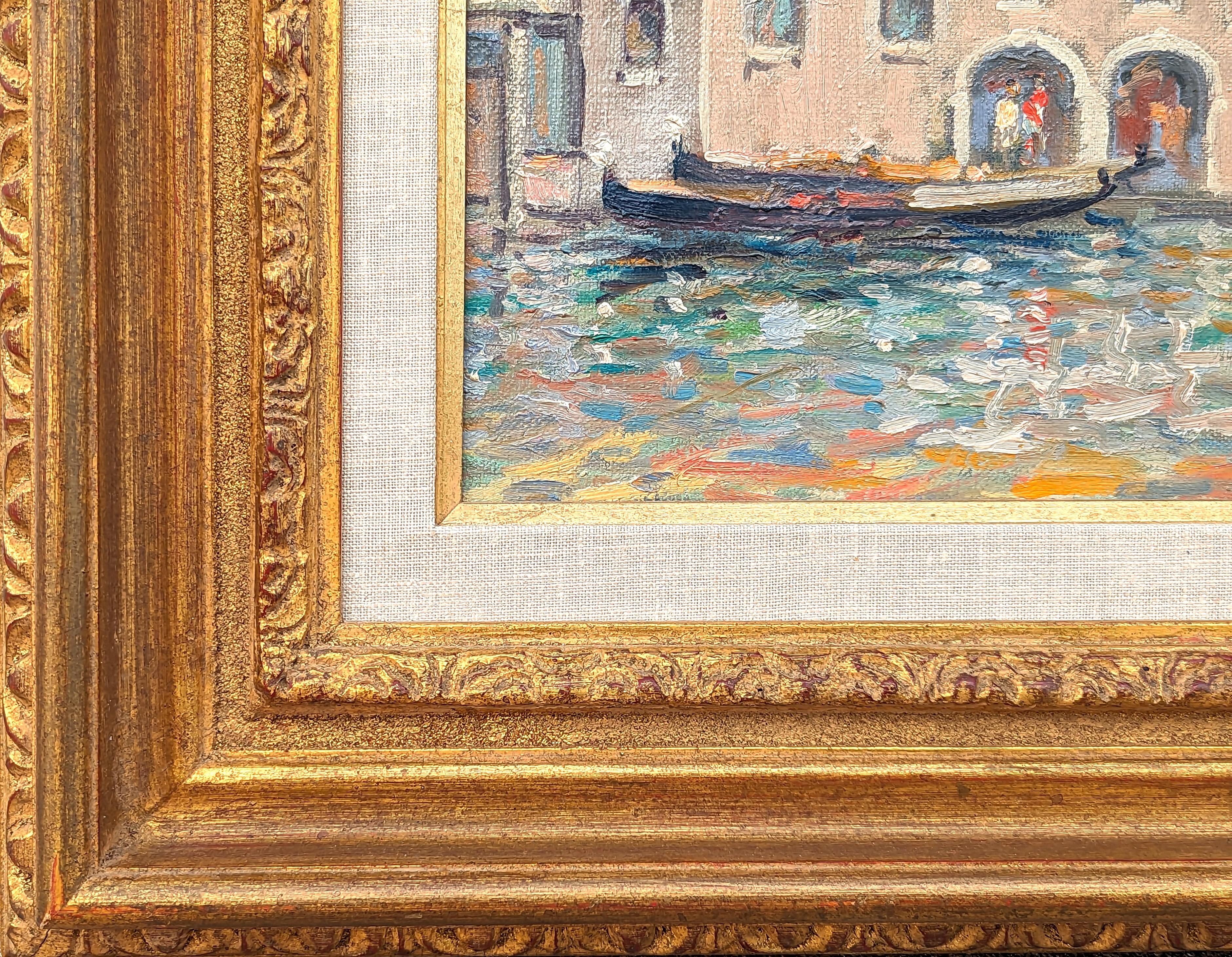 Paisaje italiano de canales venecianos en tonos pastel de estilo impresionista 3