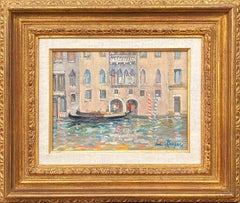 Pastel Toned Impressionist Style Italian Landscape Painting of Venetian Canals