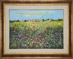 Wildflowers - Peinture à l'huile originale sur toile de Luciano Sacco  1980s