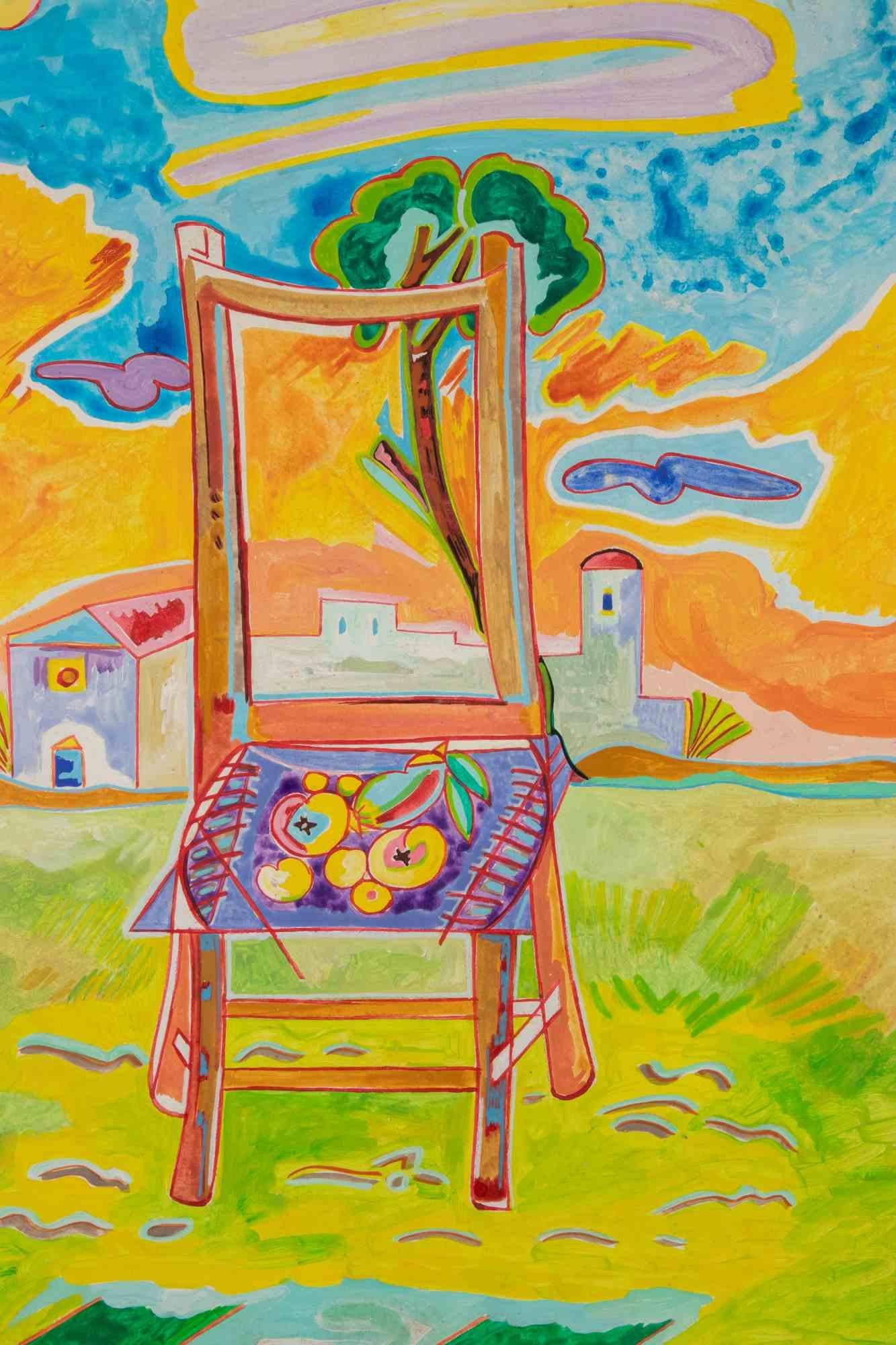 Chair - Painting by Luciano Schifano - 1988 For Sale 1