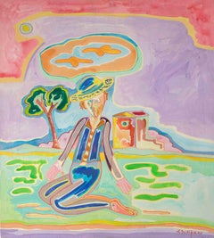 Landfigur - Gemälde von Luciano Schifano - 1988