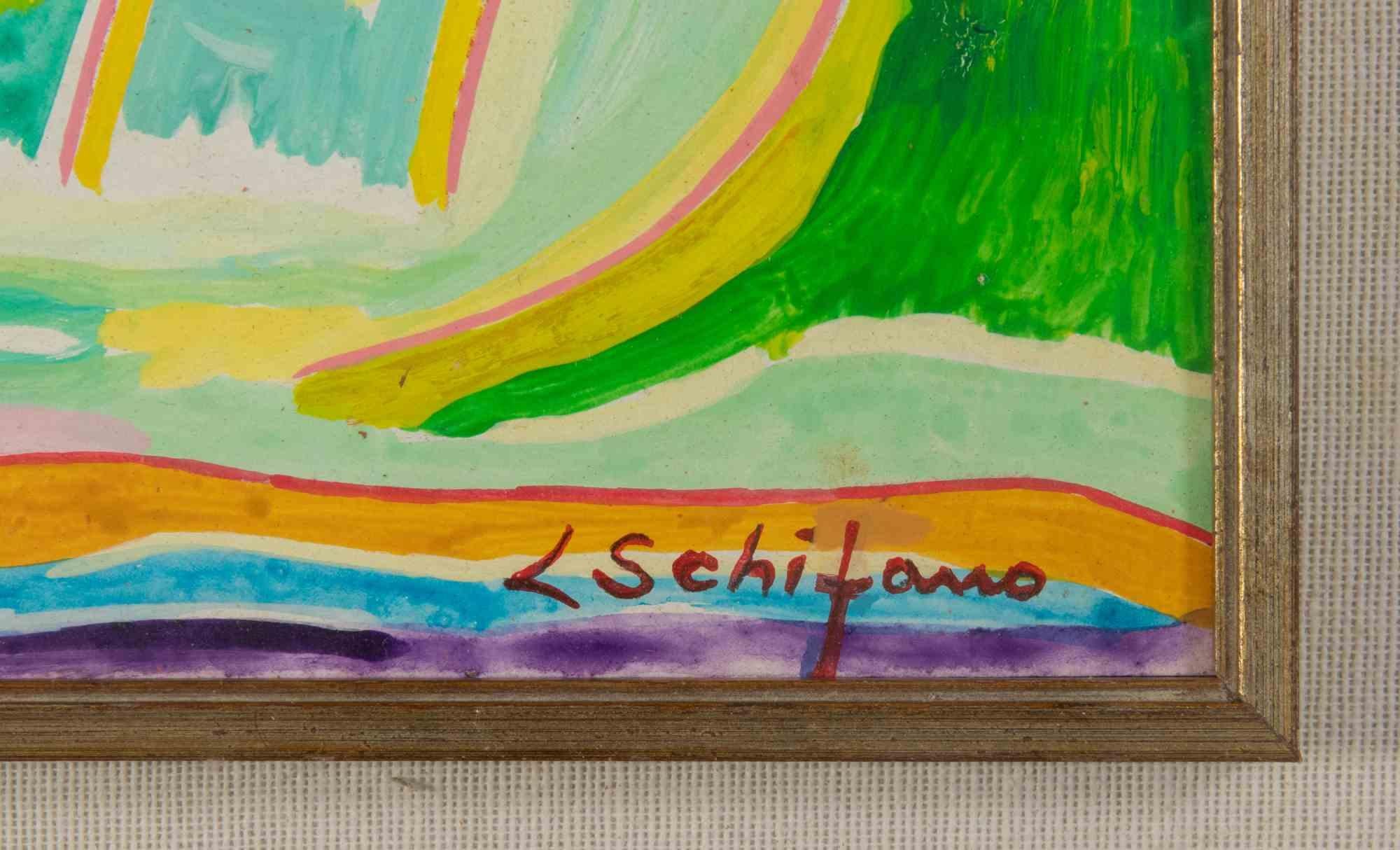 Landschaft - Gemälde von Luciano Schifano - 1980er Jahre im Angebot 2