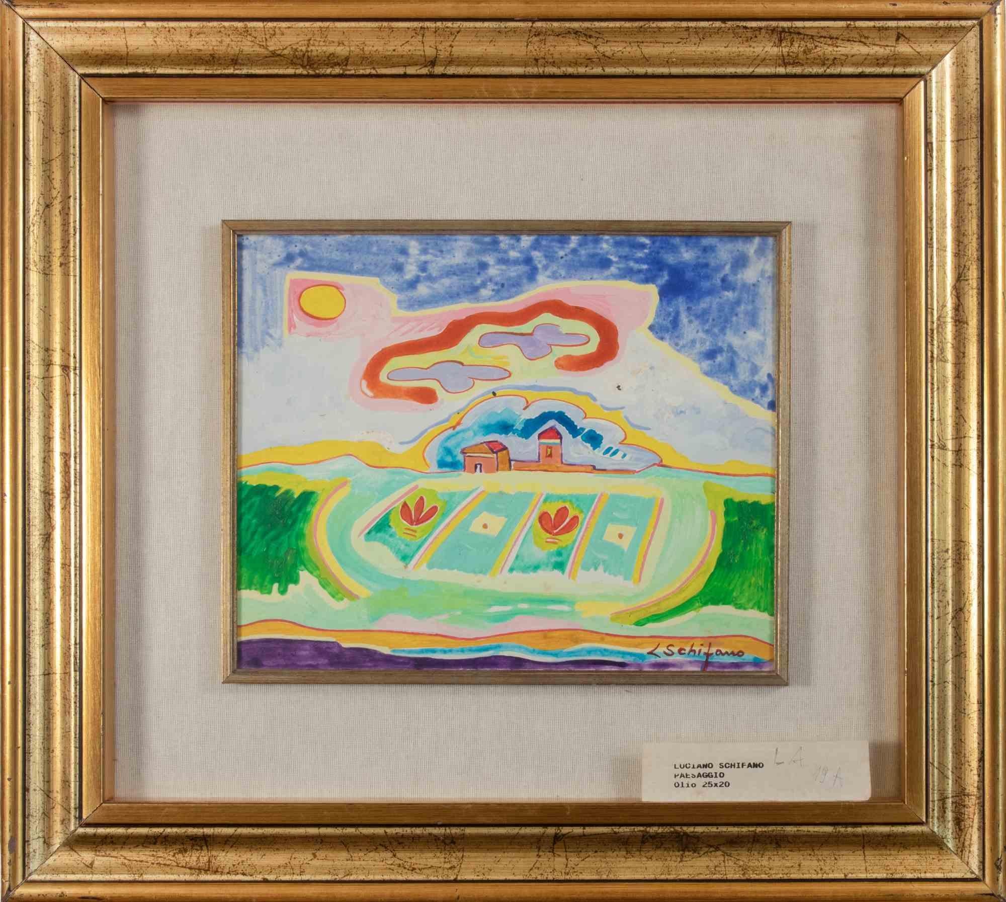 Landscape - Painting by Luciano Schifano - 1980s