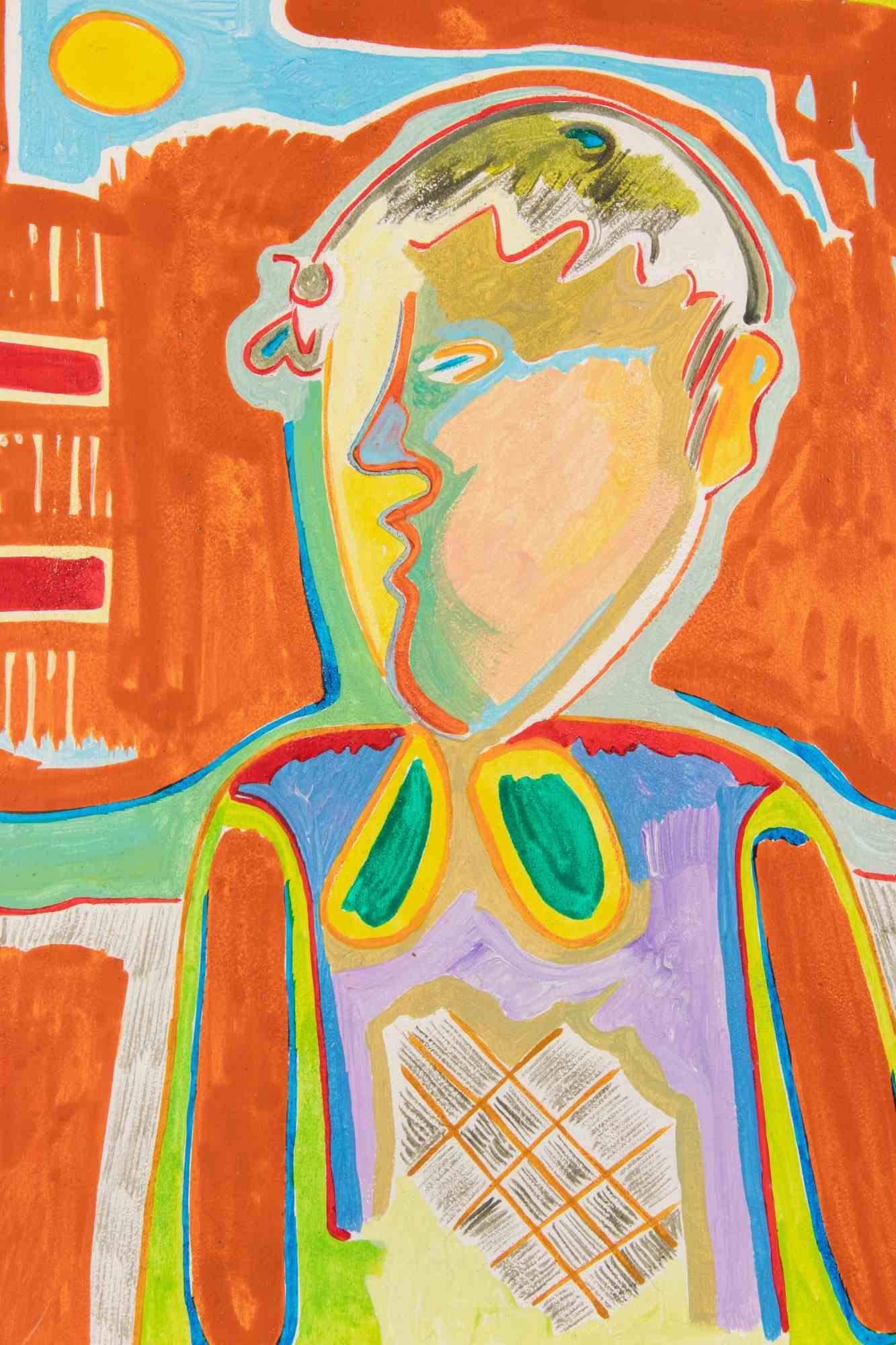 Portrait of a Child - Painting by Luciano Schifano - 1984 For Sale 1