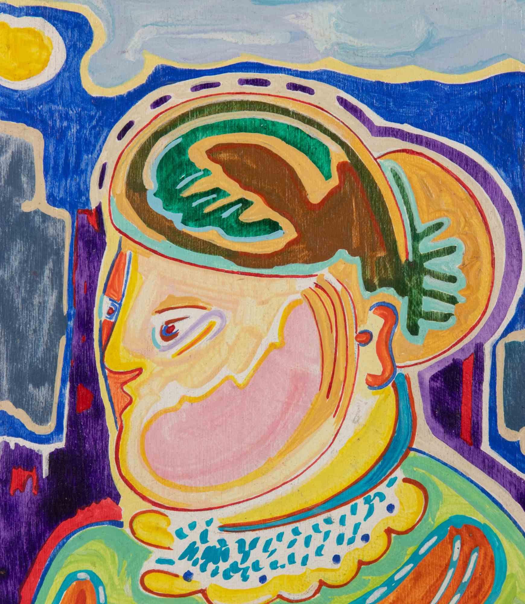Portrait of Woman - Painting by Luciano Schifano - 1988 For Sale 1