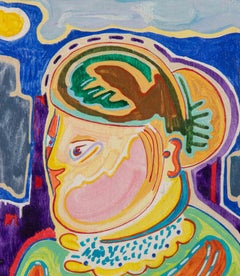 Portrait of Woman - Painting by Luciano Schifano - 1988