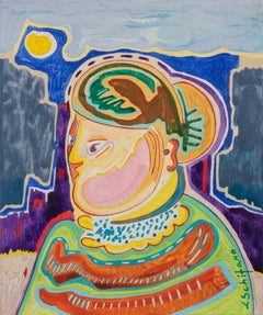 Portrait of Woman - Painting by Luciano Schifano - 1988