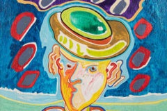 Portrait with Hat  - Painting by Luciano Schifano - 1988