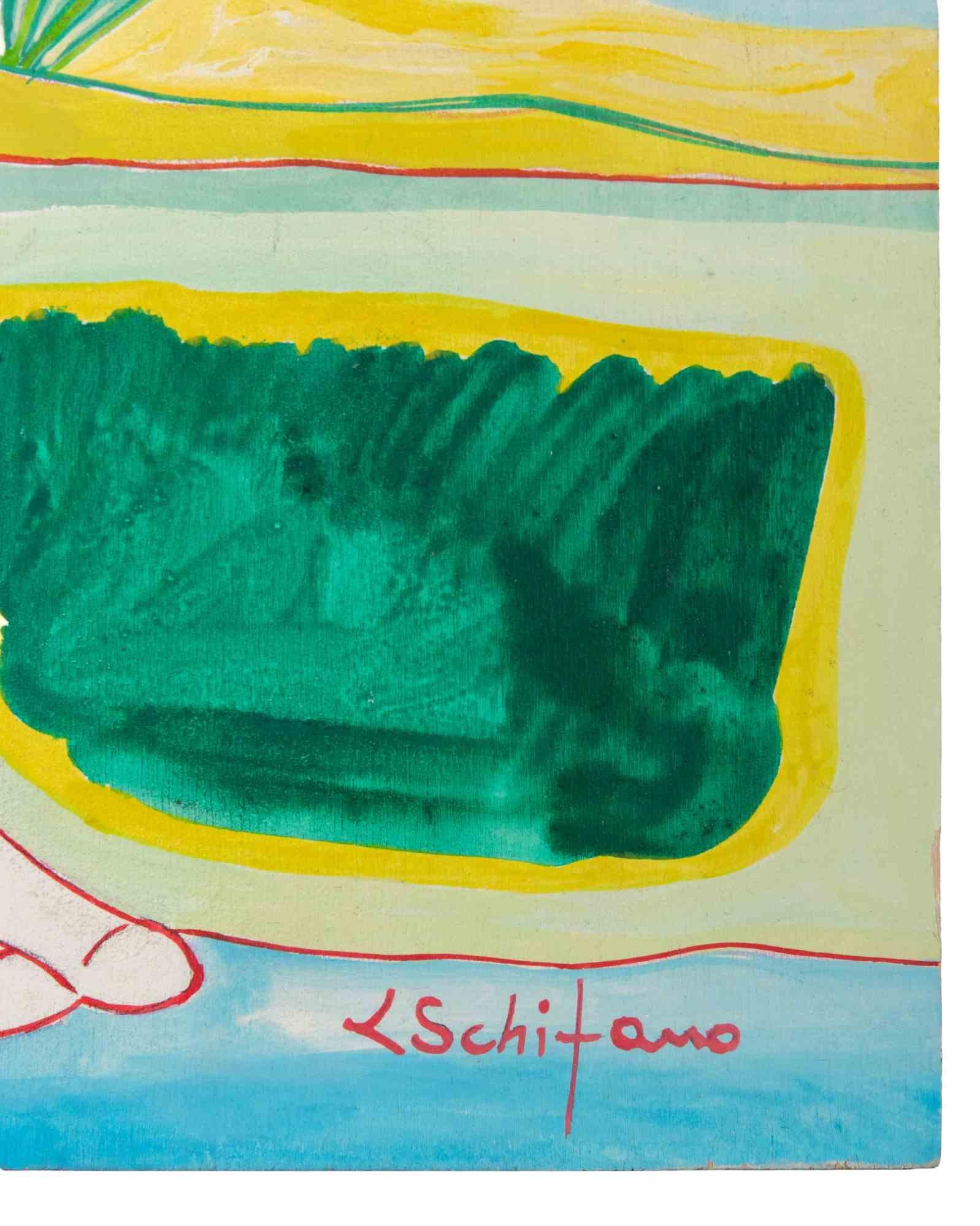 Sitzende Figur - Gemälde von Luciano Schifano - 1987 im Angebot 2