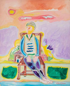 Sitzende Figur - Gemälde von Luciano Schifano - 1987